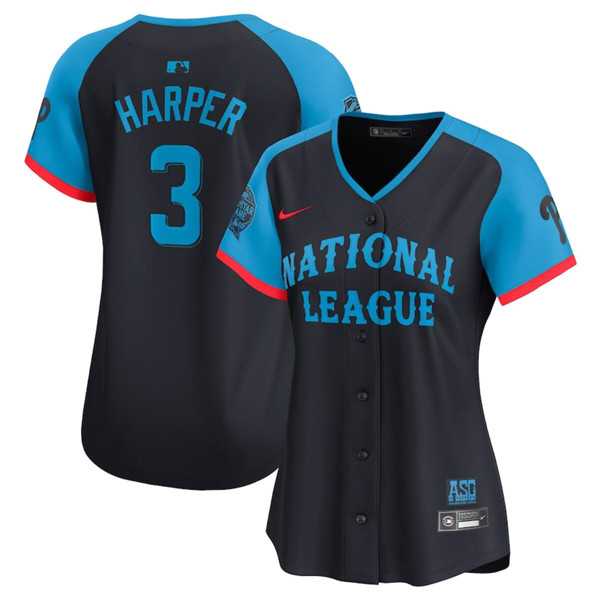 Women%27s National League #3 Bryce Harper Navy 2024 All-Star Limited Stitched Baseball Jersey(Run Small)